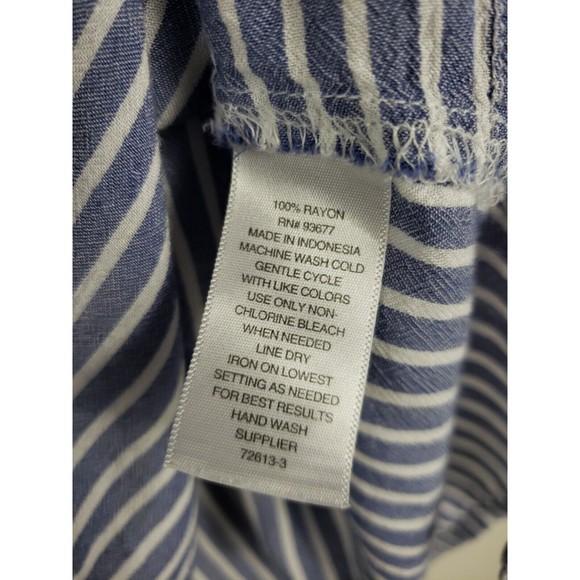 A.N.A.  Blue White Blouse Women's Large Rayon button front - Picture 4 of 9